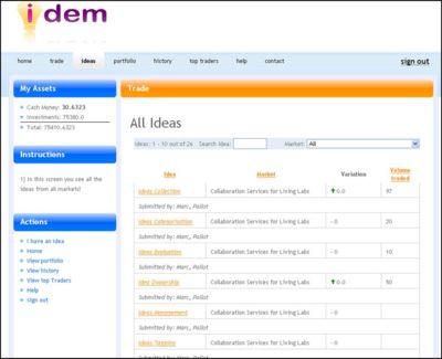 IDEM tool - CS4LL Ideas Window