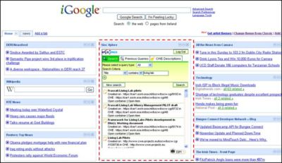 Figure 1: SIOC Xplore Widget embedded in iGoogle